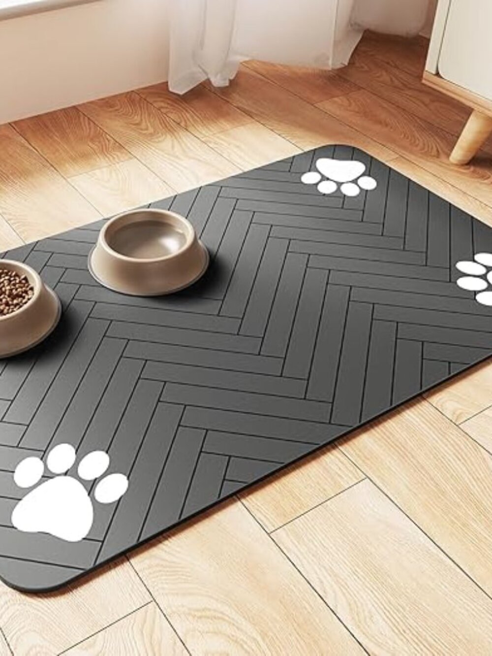 Pet Feeding Mat-Absorbent Pet Placemat for Food and Water Bowl, with Waterproof